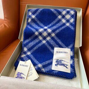 Burberry Blue Check Cashmere Scarf